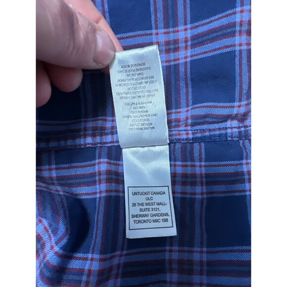 Untuckit Mens Plaid Button-Down Long Sleeve Casual Fit Shirt Size XXL - Picture 8 of 9